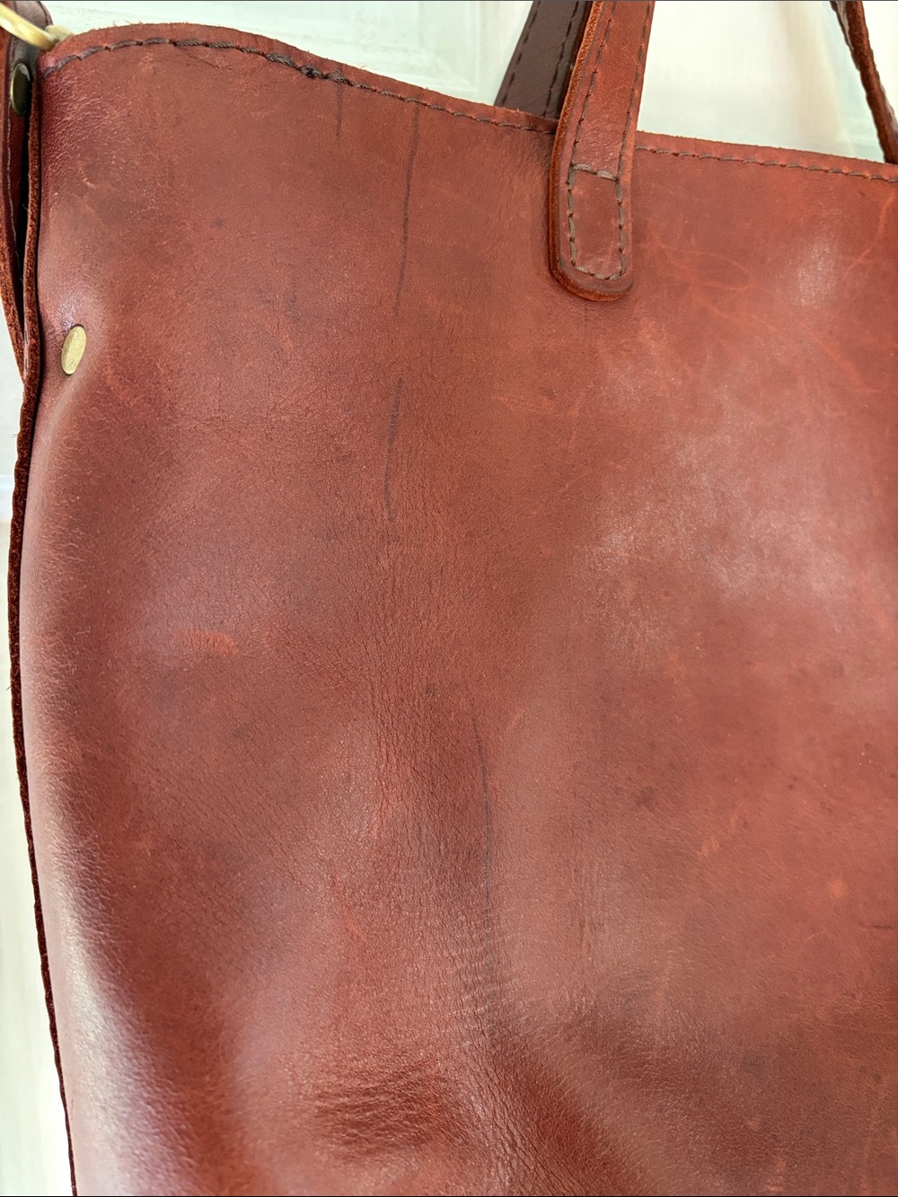 Portland Leather Chestnut Brown Nutmeg Medium Crossbody Shoulder Leather Tote - Picture 5 of 10